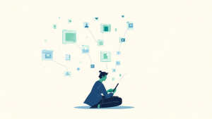 Une personne récupère ses photos et souvenirs depuis des réseaux sociaux vers son smartphone — illustration du téléchargement de ses données Facebook et Instagram.