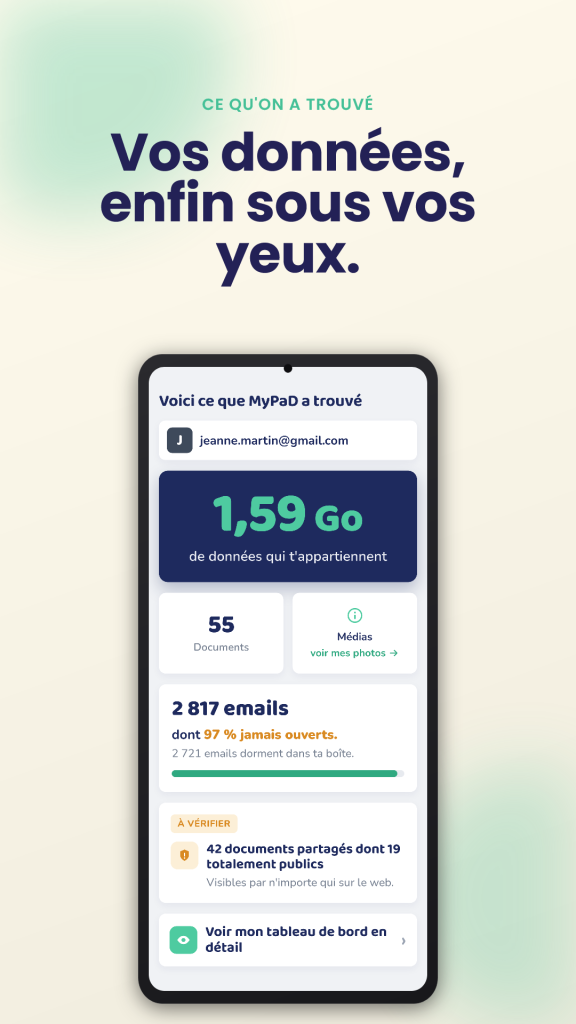 MyPaD révèle vos données : 1,59 Go, documents et emails accumulés