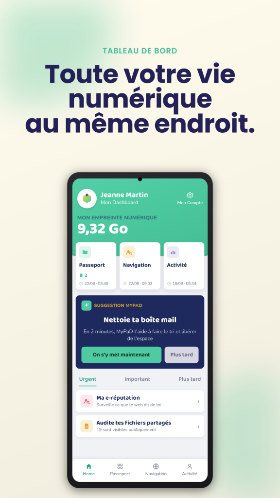 Tableau de bord MyPaD : toute votre vie numérique au même endroit